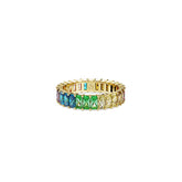 Matrix ring, Baguette cut, Multicolored, Gold-tone plated
